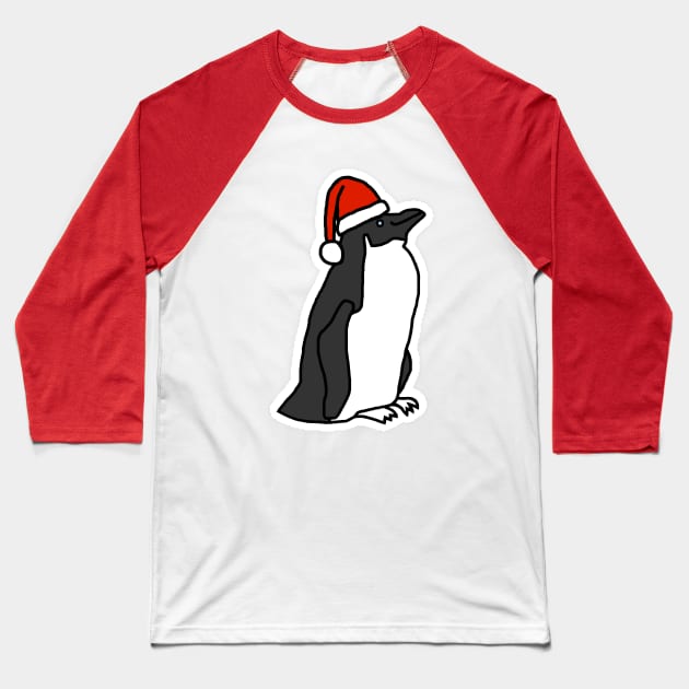 Christmas Penguin in a Santa Hat Baseball T-Shirt by ellenhenryart